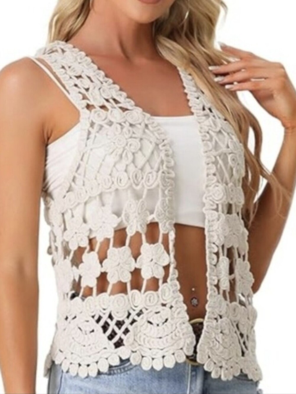 ISSI Ivory Crochet Lace Camisole